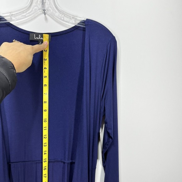 Lulus Maxi Wrap Dress Garden District Blue Stretchy 3/4 Sleeve Style 43153 Large - Picture 9 of 16